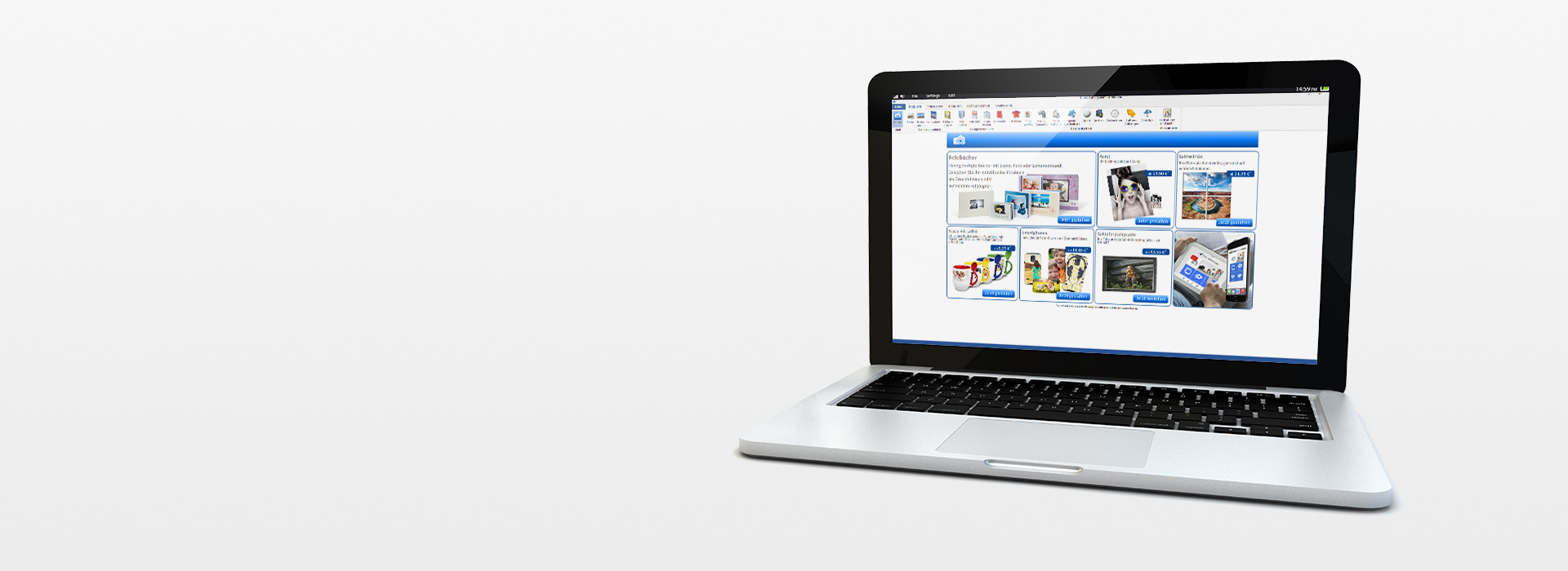 Fotobücher & mehr gestalten mit der
kostenlose Bestellsoftware für MAC 